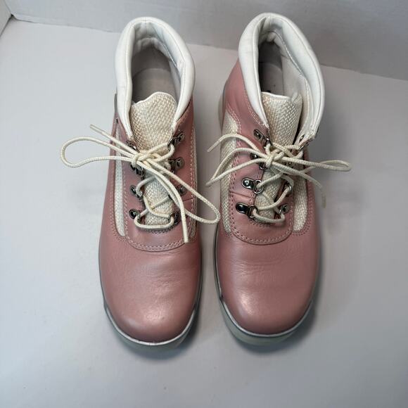 Timberland Genuine Leather Hiking Field Boots Pink Women's Size 8 - Picture 3 of 11